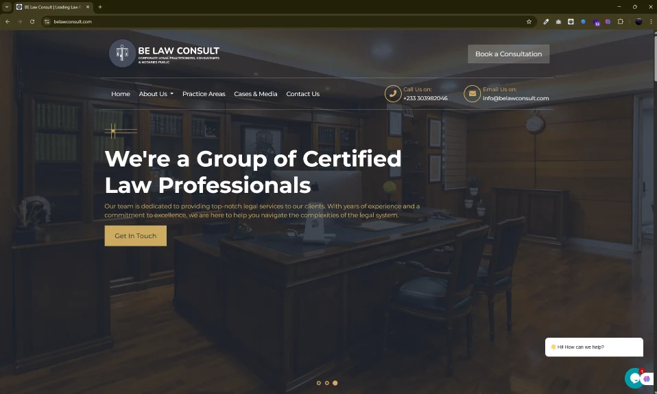 BE Law Consult website homepage