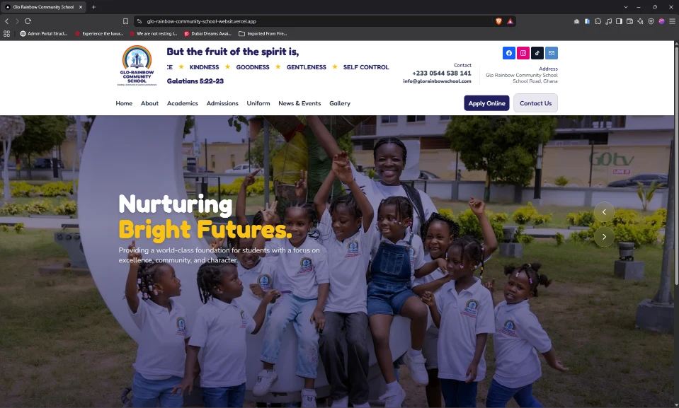 Glo Rainbow Community School website