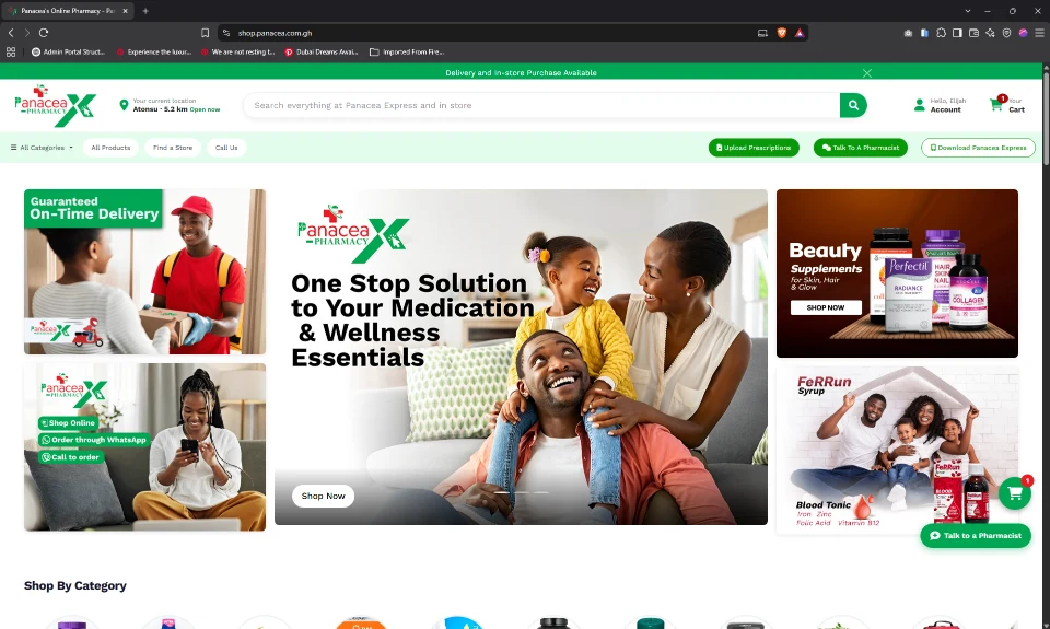 Panacea Express online pharmacy storefront