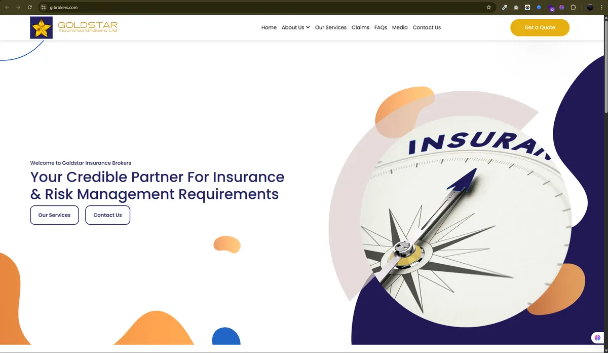 Goldstar Insurance Brokers website homepage