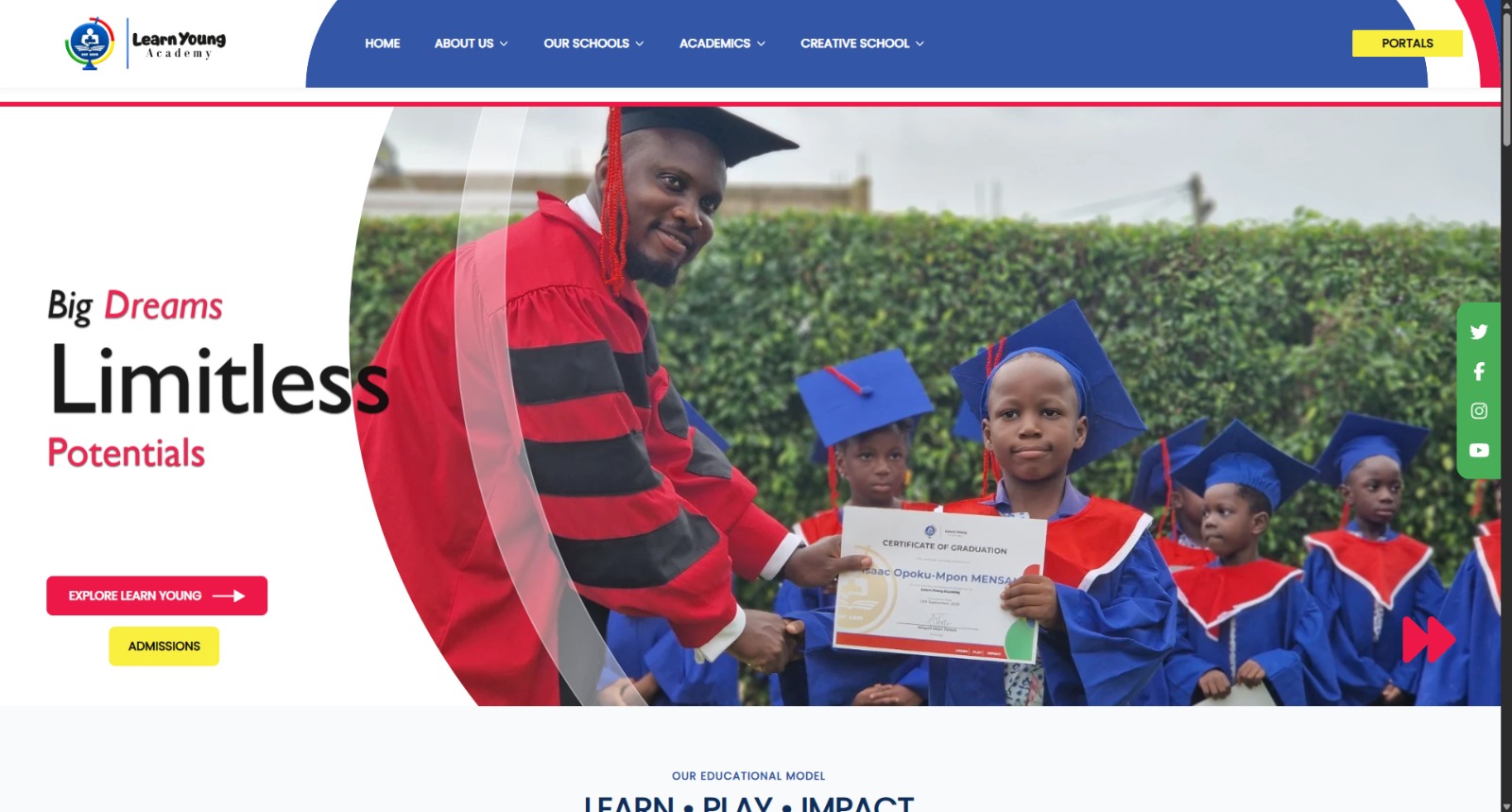 Learn Young Academy website